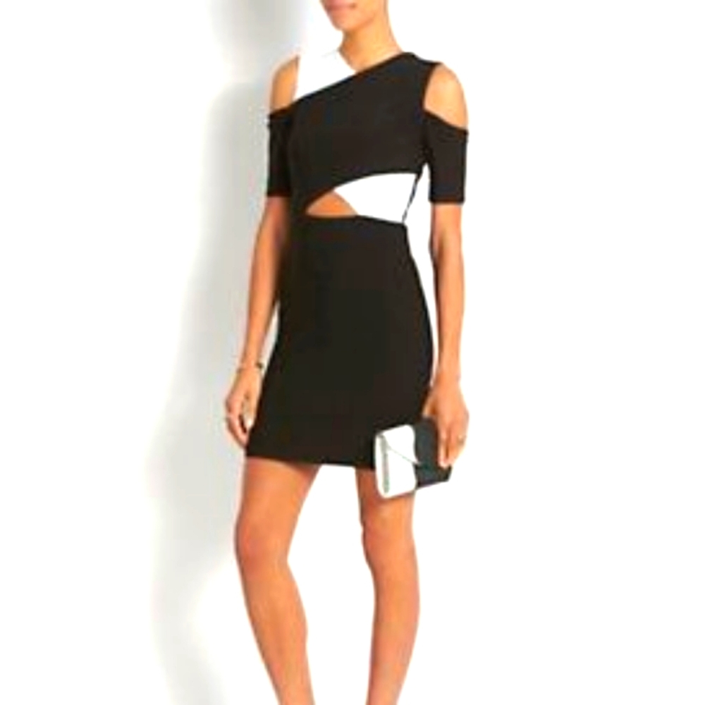 Yigal Azrouel Cold Shoulder Colorblock Dress SZ 4